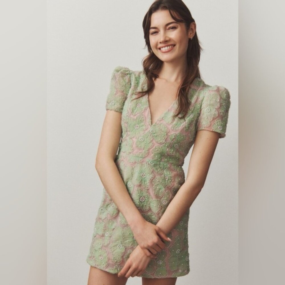 Anthropologie Helsi Ada Short-Sleeve V-Neck Mini Dress